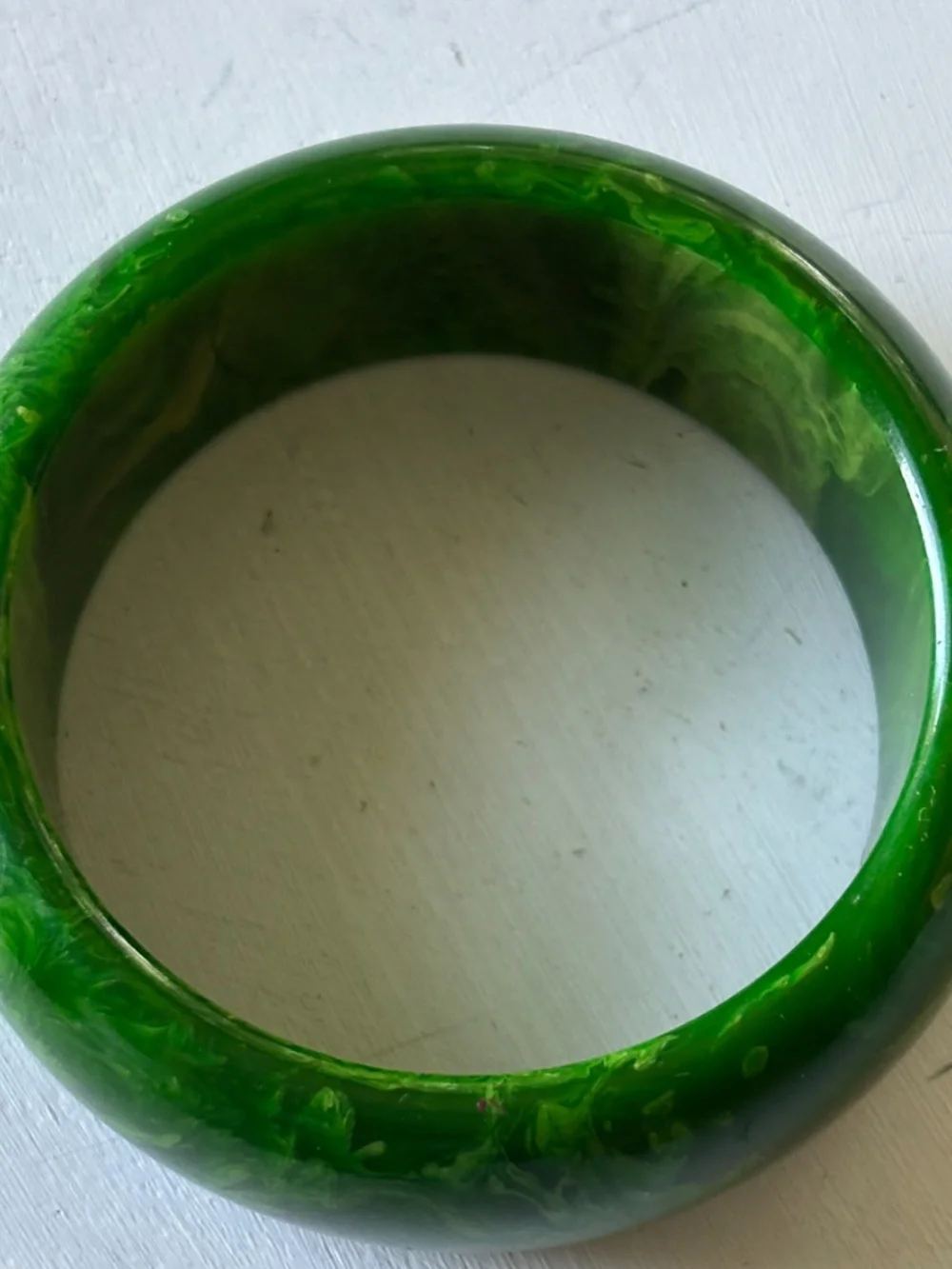 Vintage Marbled Green Chunky Bangle Bracelet - Picture 2 of 3